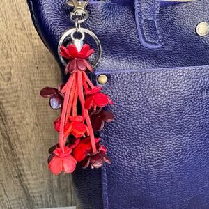 Leather Flower Bouquet Purse Charm Genuine Leather Bag Charm NEW FAST SHIP